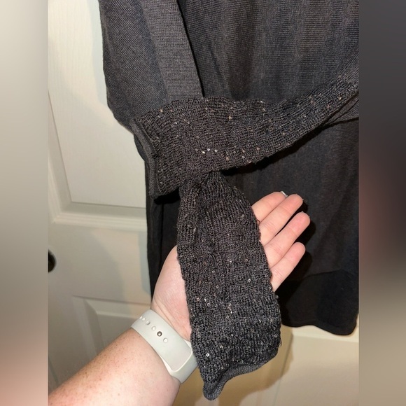 Stella carakasi women’s dark grey sequin sleeve sweater XS cotton wool cashmere - Picture 4 of 9